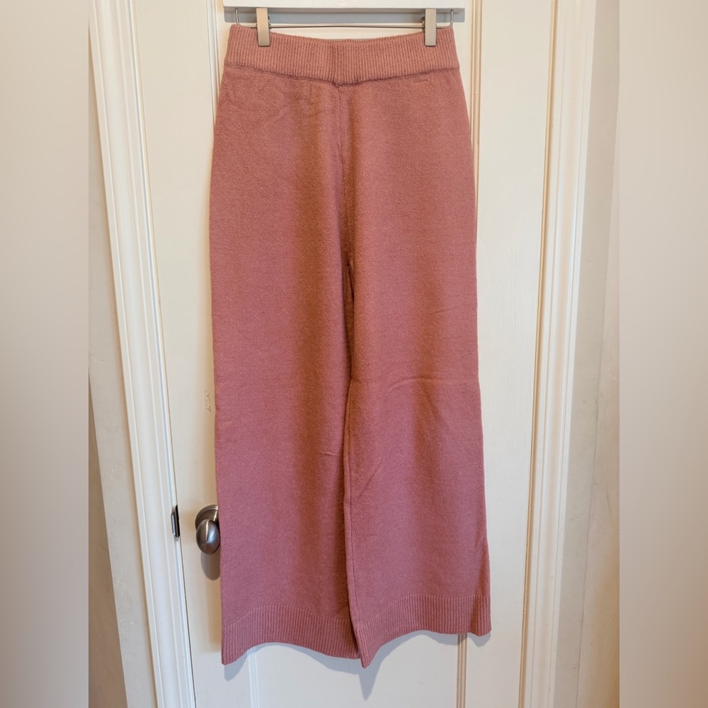 Moon River Cozy Pink Knit Sweater Wide Leg Pants